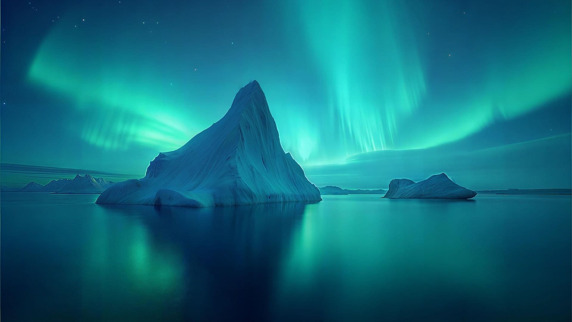 Aurora borealis reflected behind Kirkjufell mountain on the Snæfellsnes Peninsula in Iceland