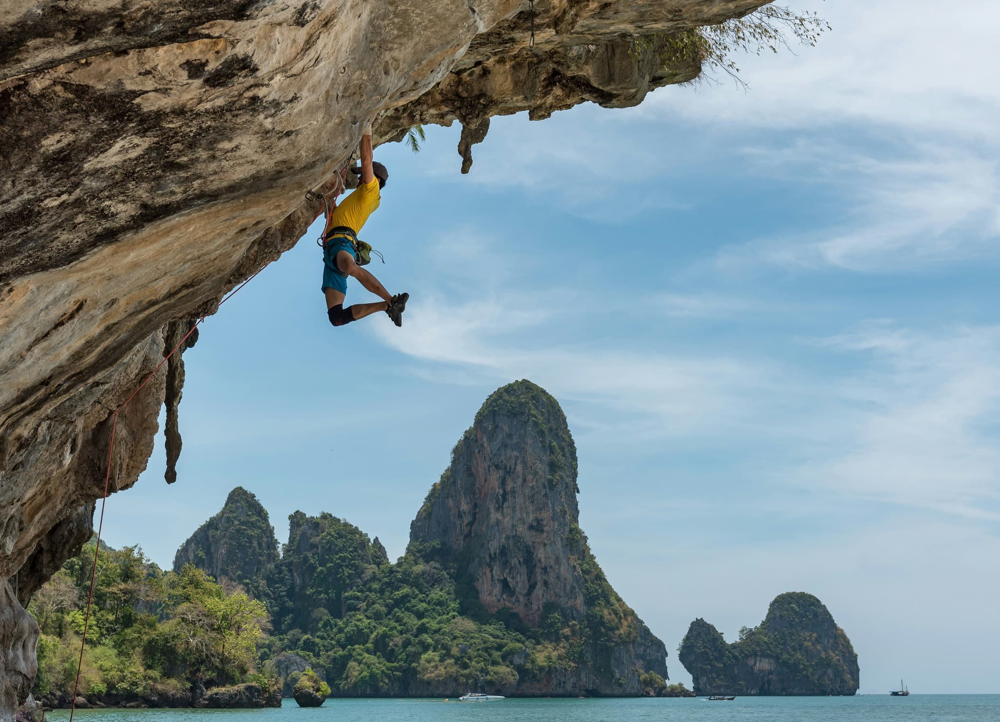 man rock climbing