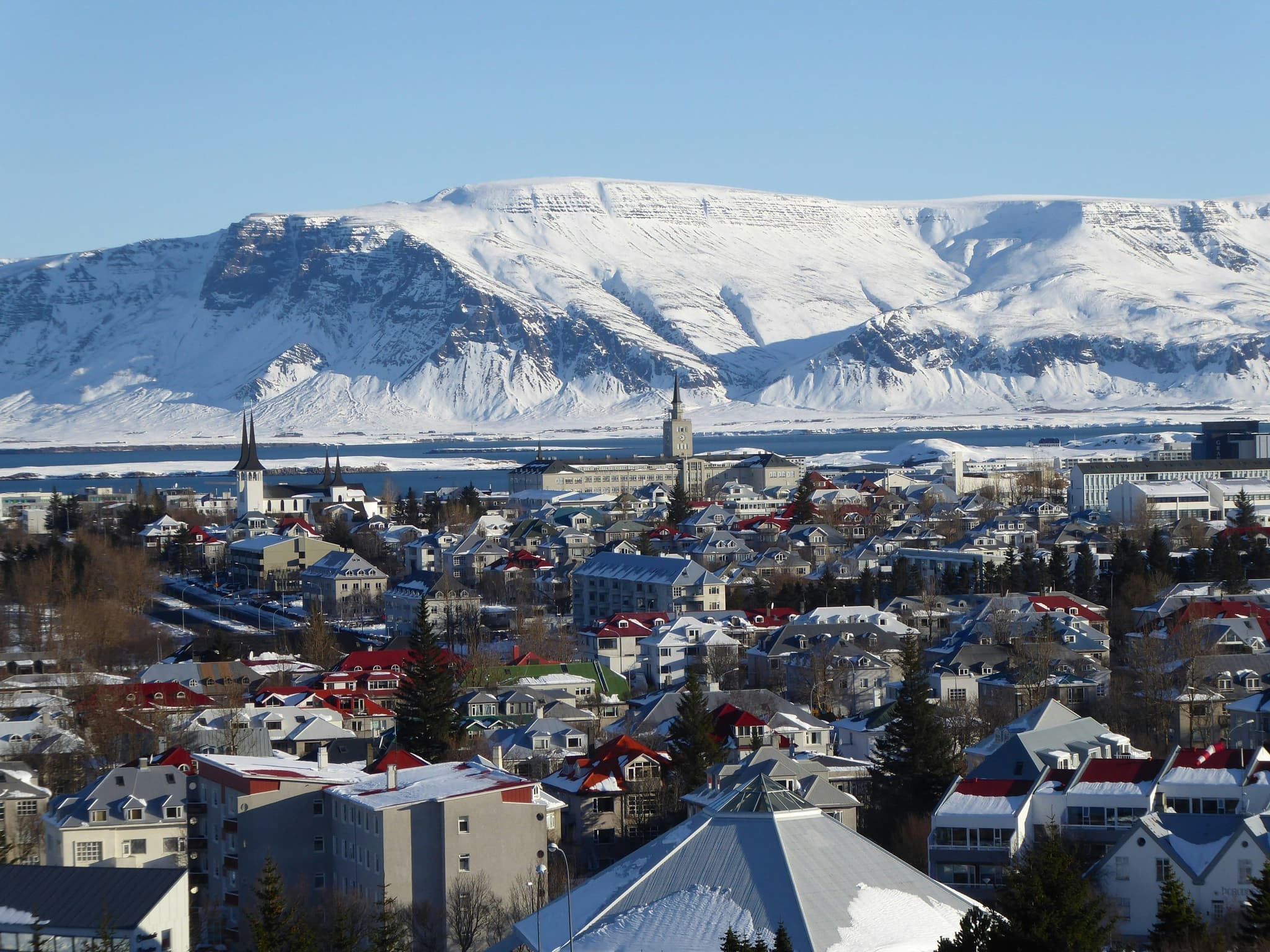 Mount Esja rising above Reykjavik, one of the most visited icelandic mountains