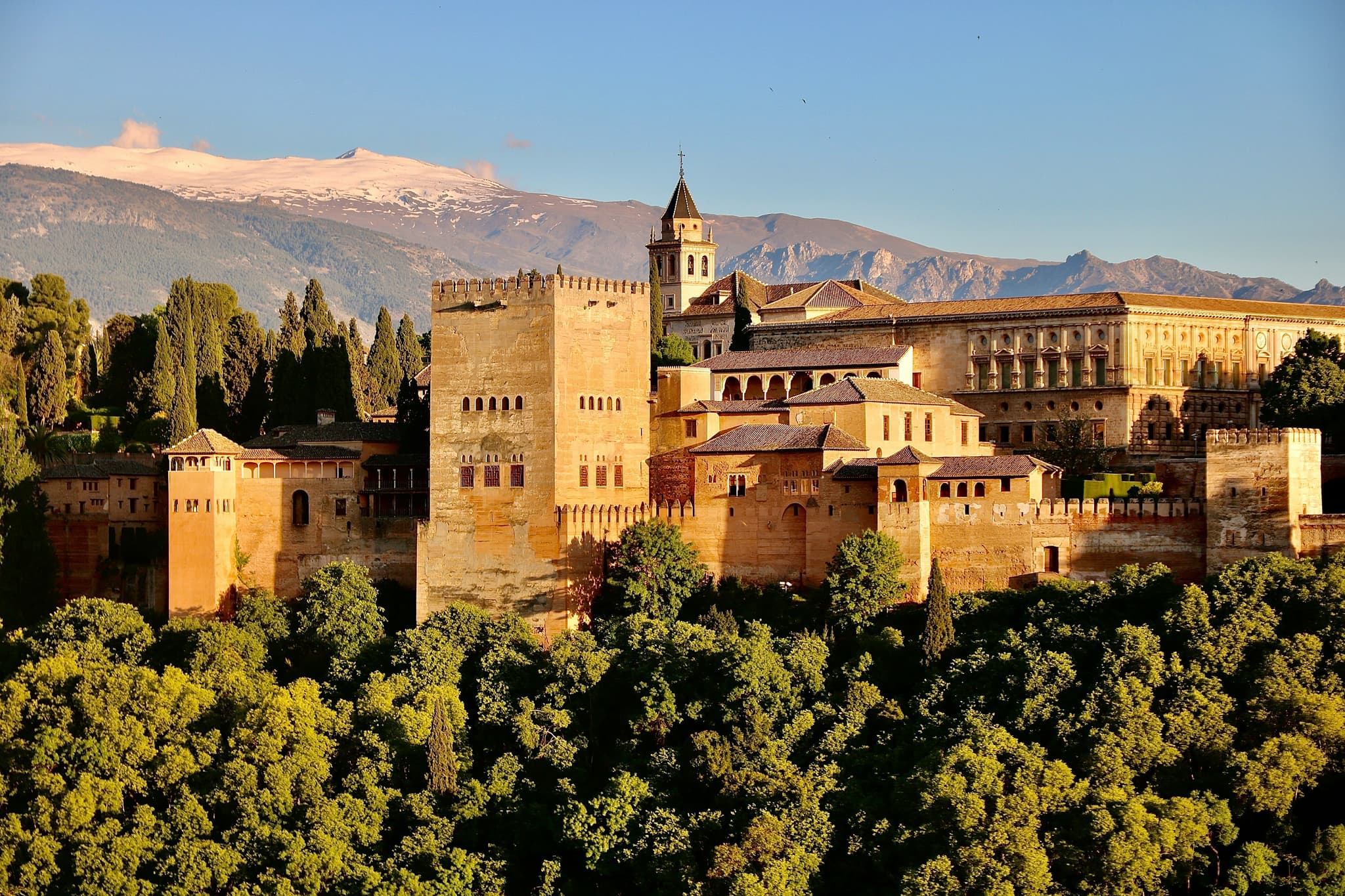 Alhambra castle on a green mountain