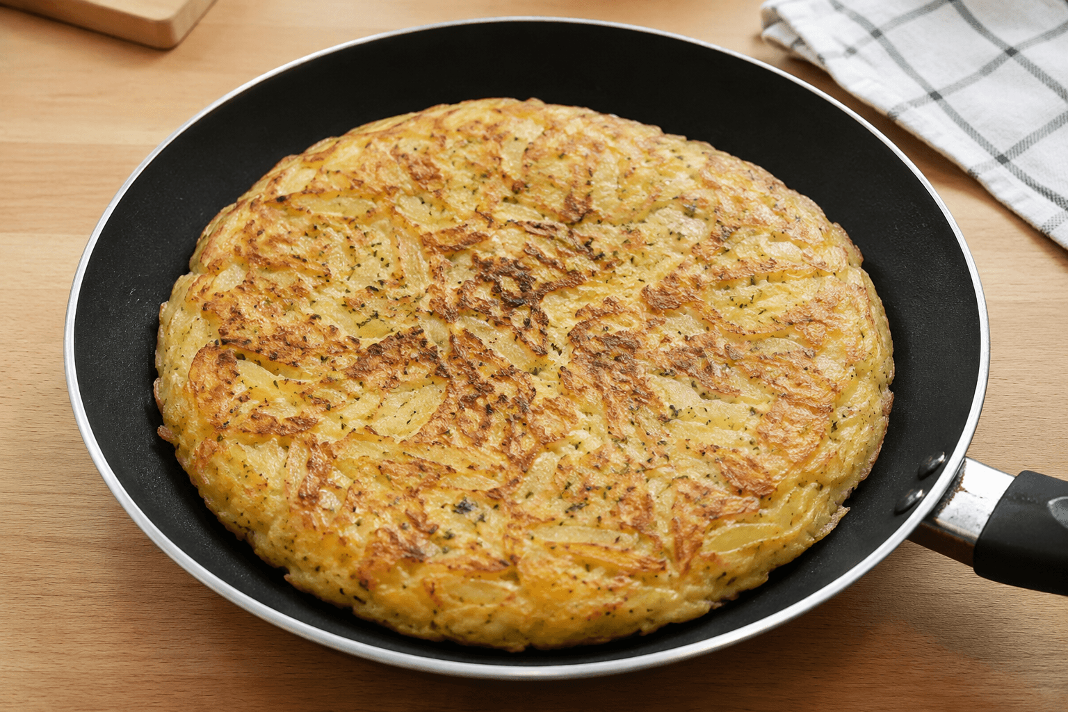 Golden crispy rösti served on a pan