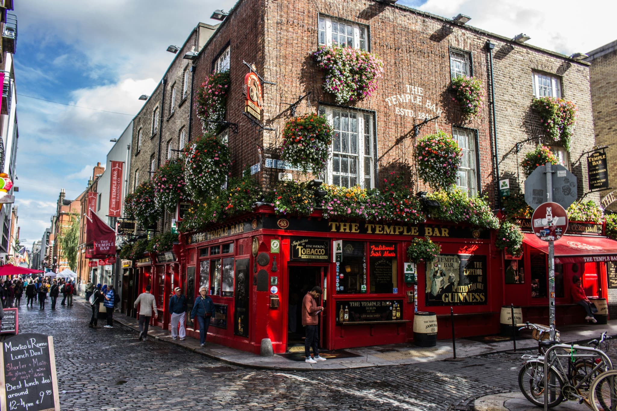 Temple bar on a corner in streets of dublin
