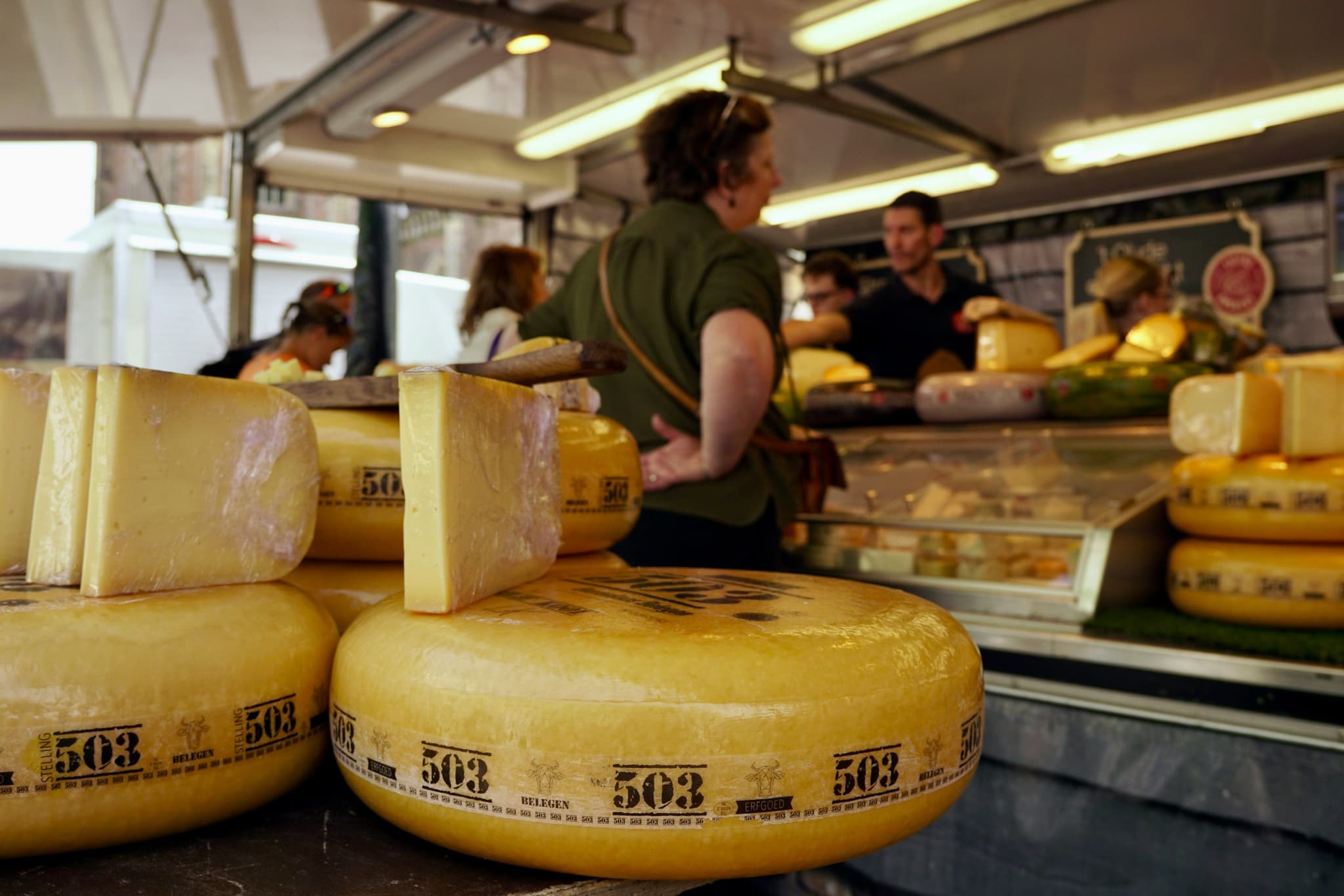 Cheese at a cheese market stall