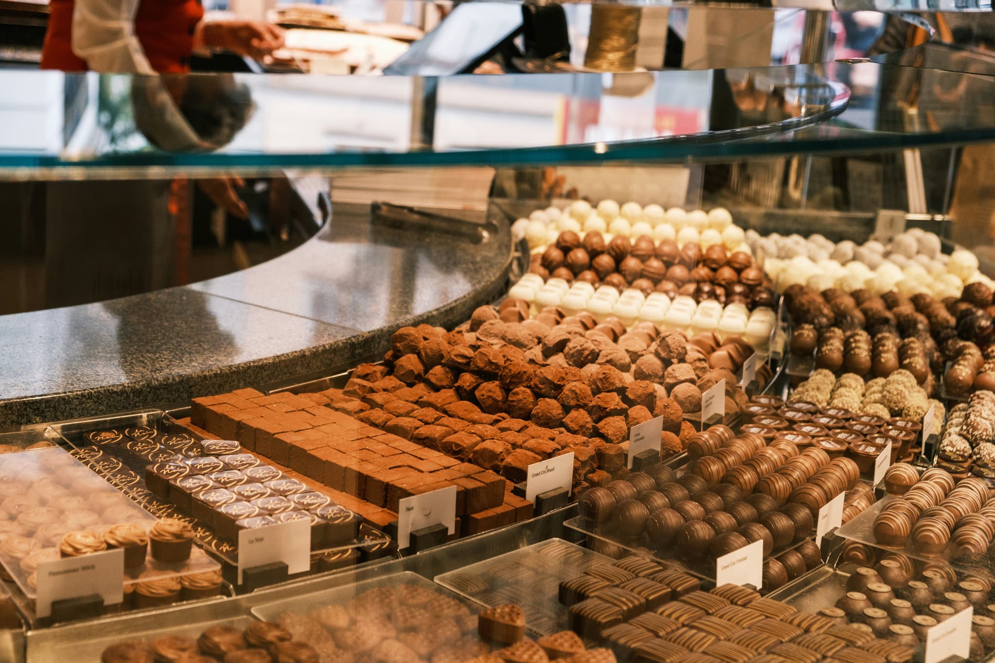 Assortment of Swiss chocolate squares and bars