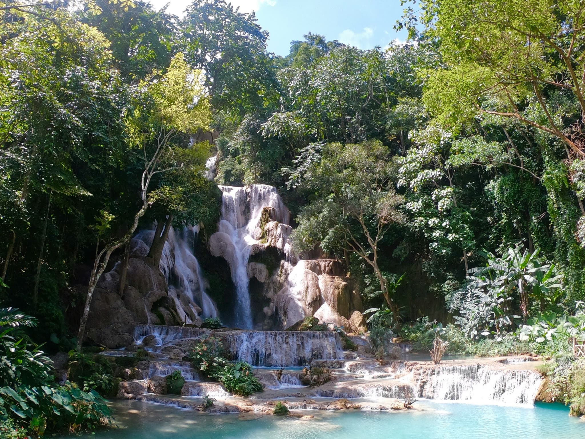 Kuang Si waterfalls surrounded by trees