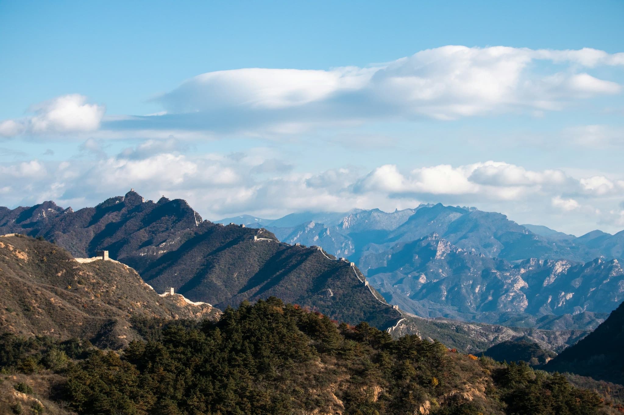 The Great Wall at Jinshanling running along a mountain ridge