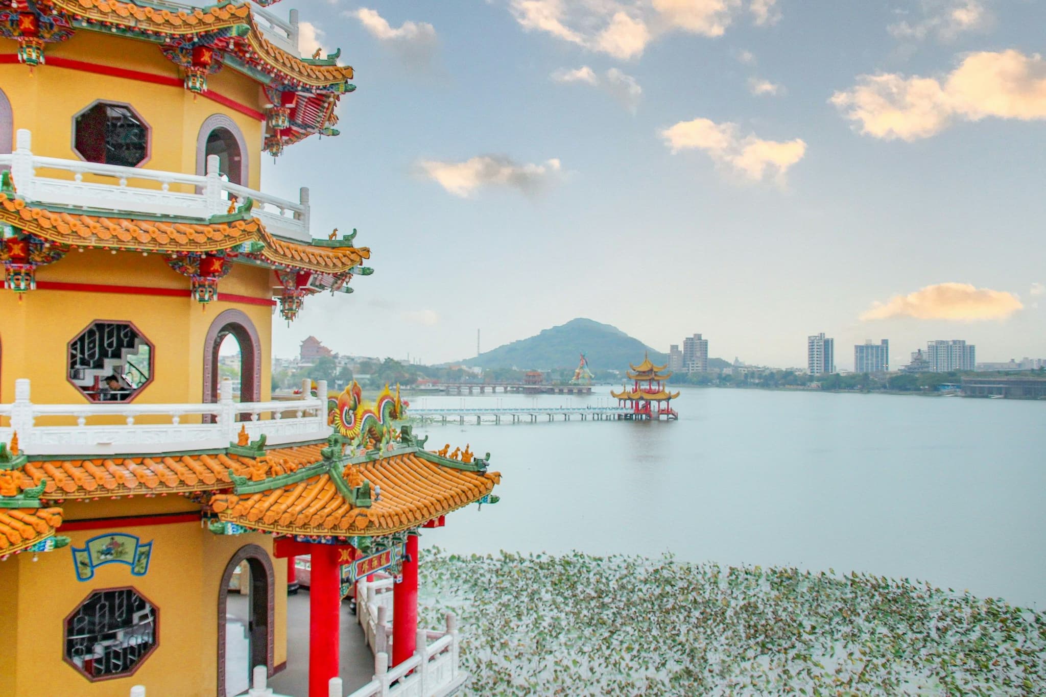 The Dragon and Tiger Pagodas beside Lotus Pond in Kaohsiung