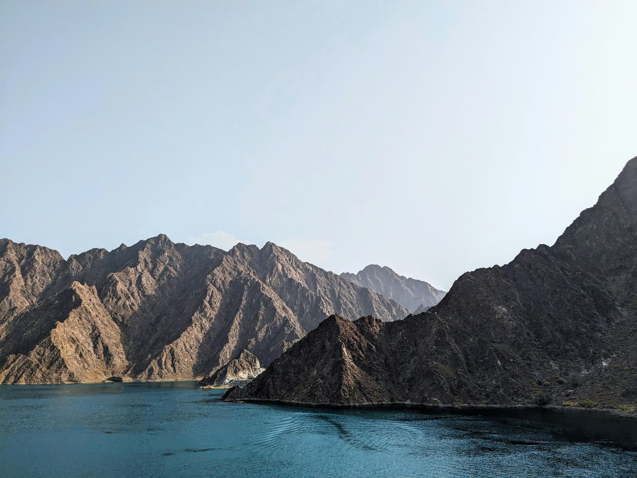 Rocky mountains of Hatta and blue lake