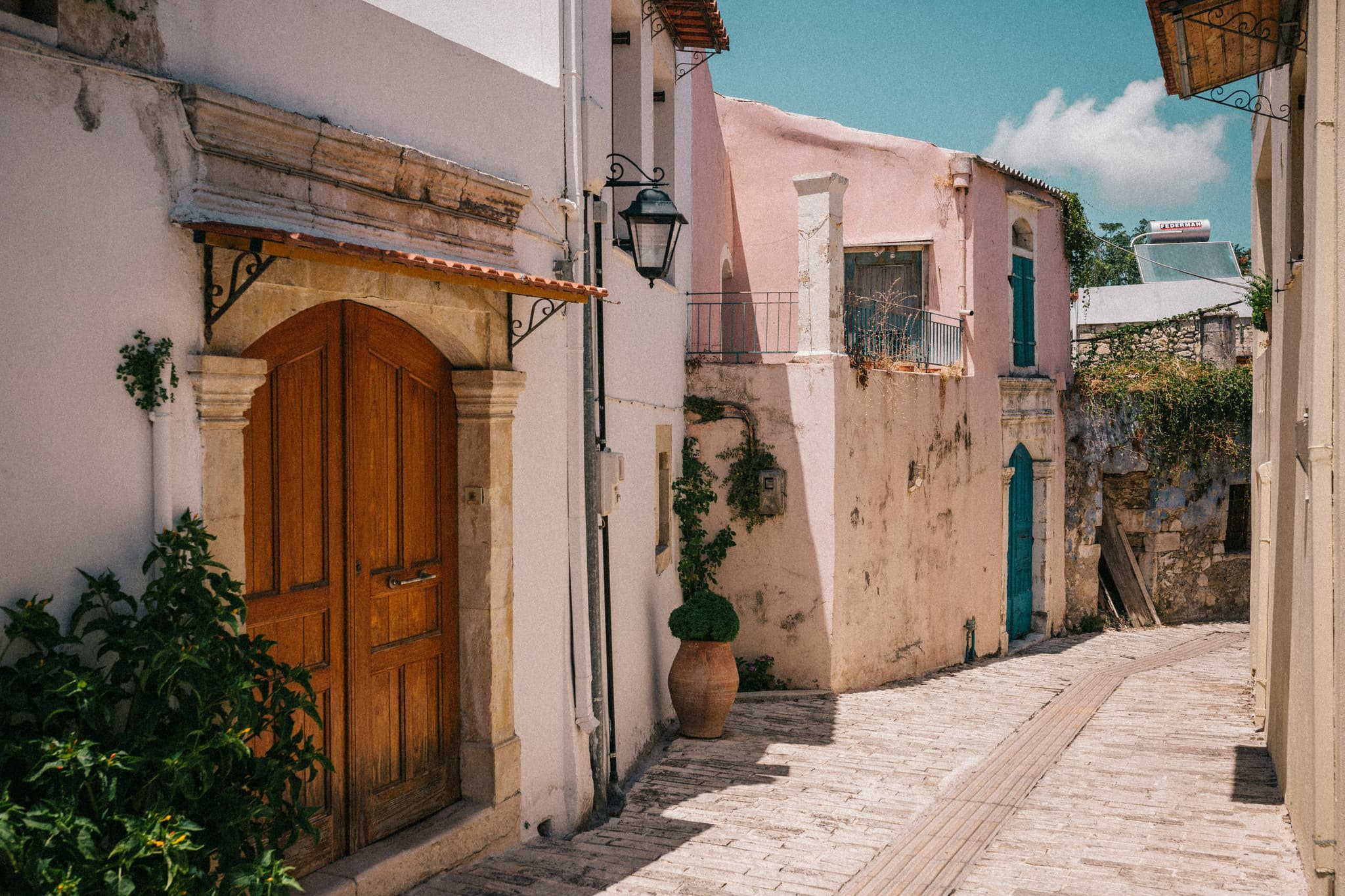 A small empty street in Chania old town in Crete