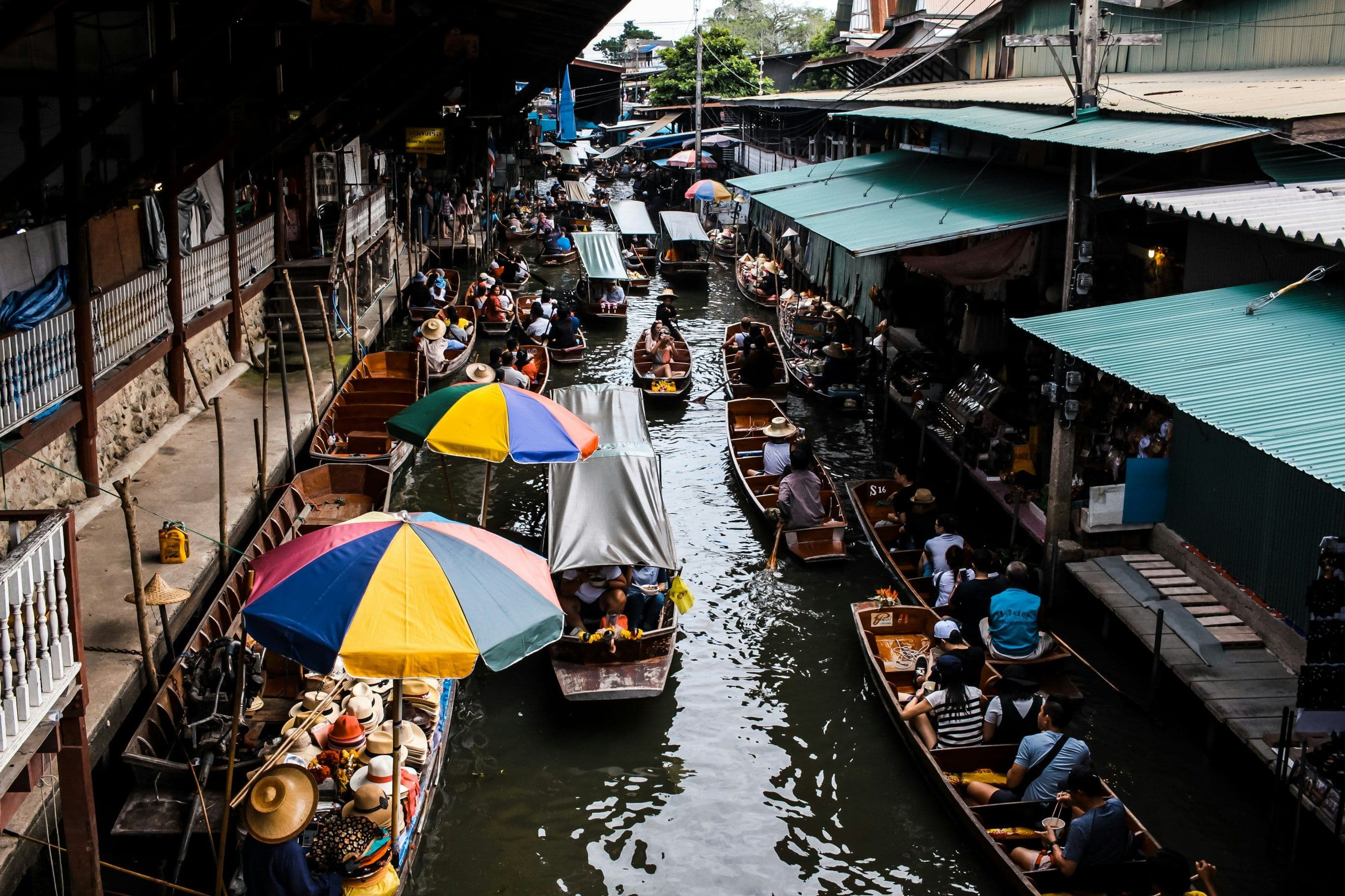 Floating market from above