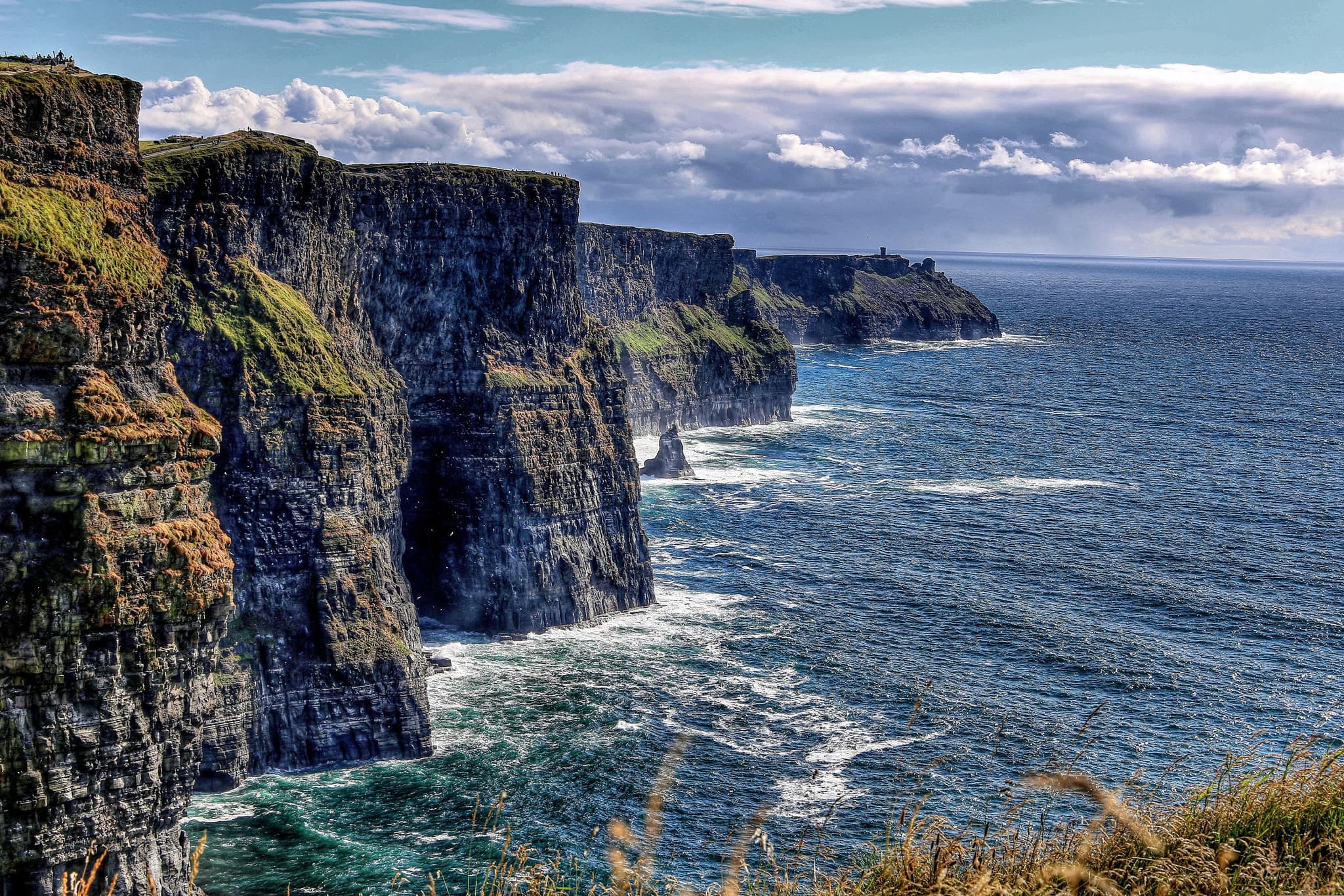 Cliffs of Moher rising above the Atlantic Ocean in County Clare Ireland