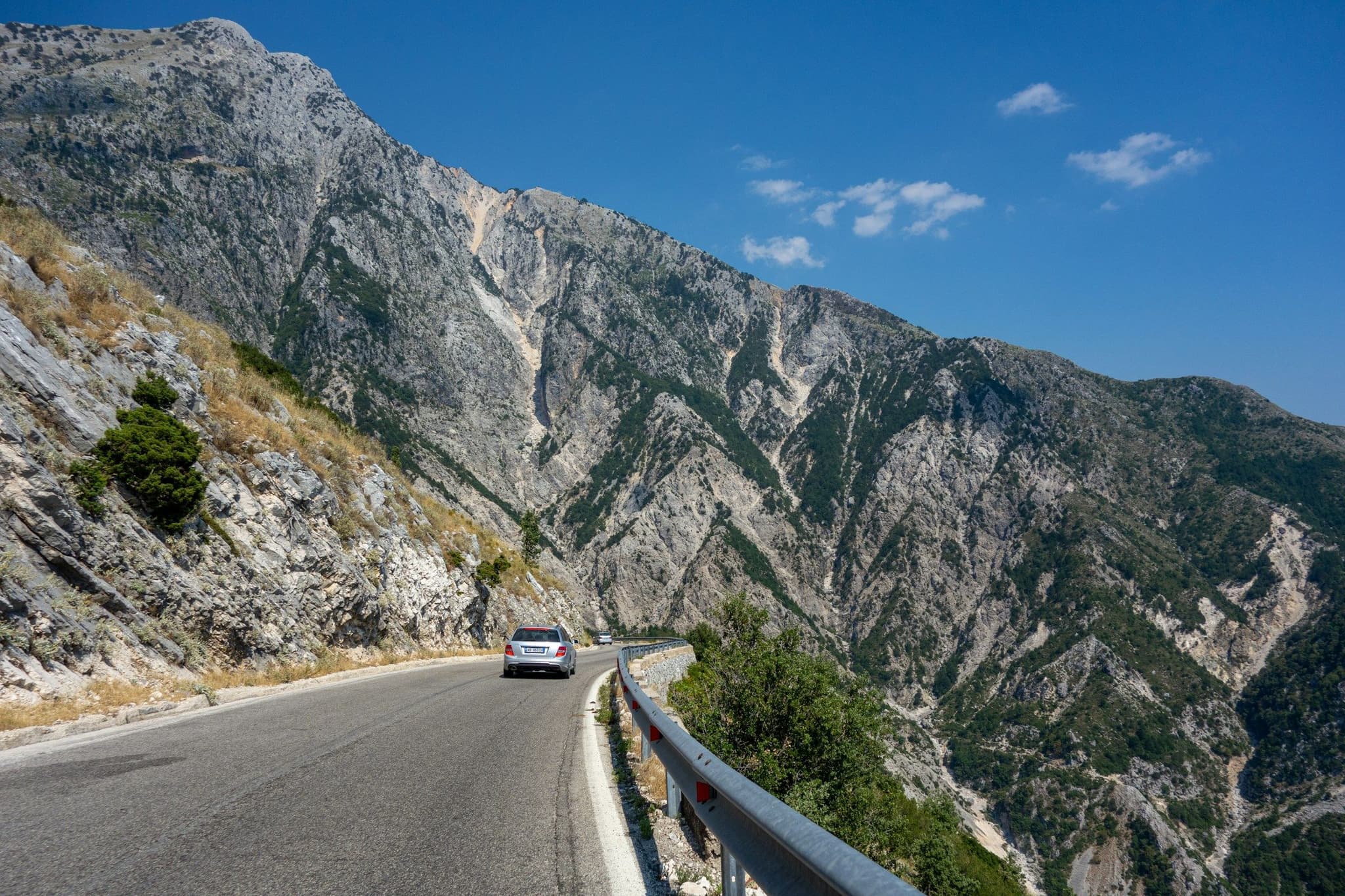 A car on the mountain road over the Llogara Pass