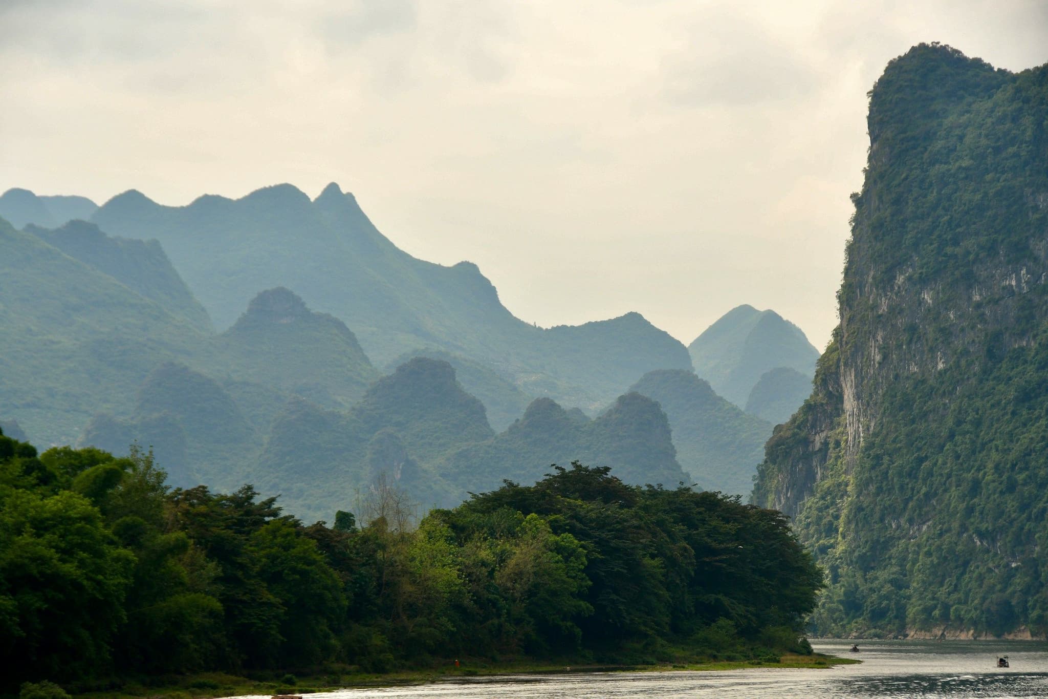 The Li River winding between karst hills near Guilin