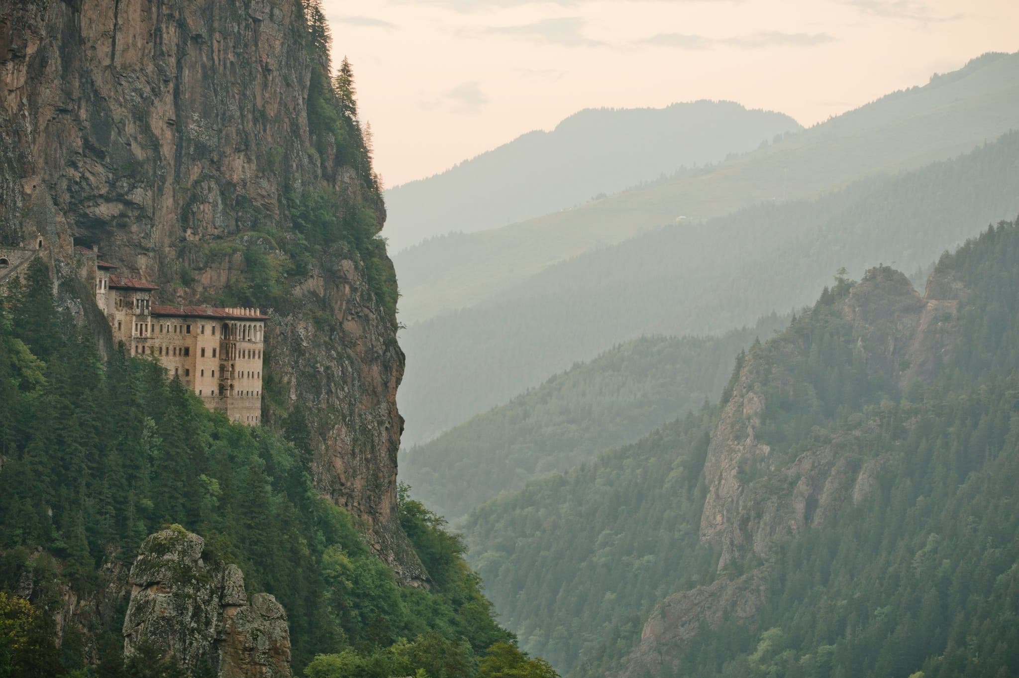 Sümela Monastery built into a forested cliff near Trabzon