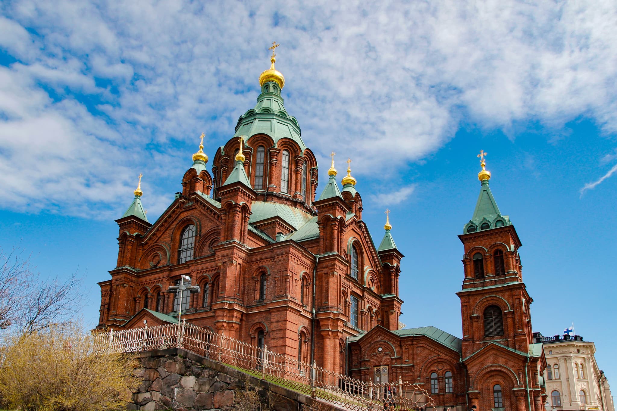 Red cathedral in helsinki on a sunny day