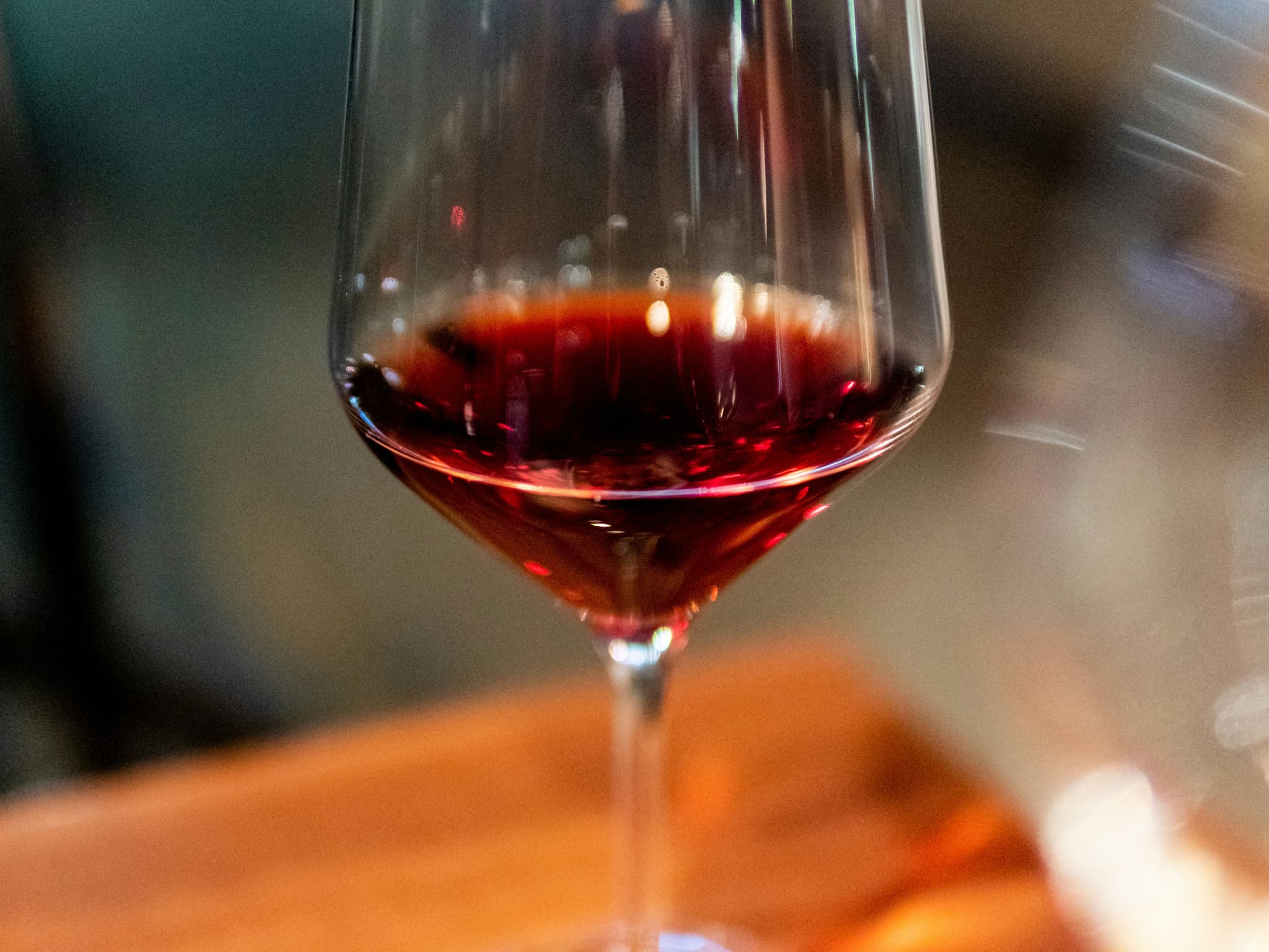 A glass of red Pinotage wine