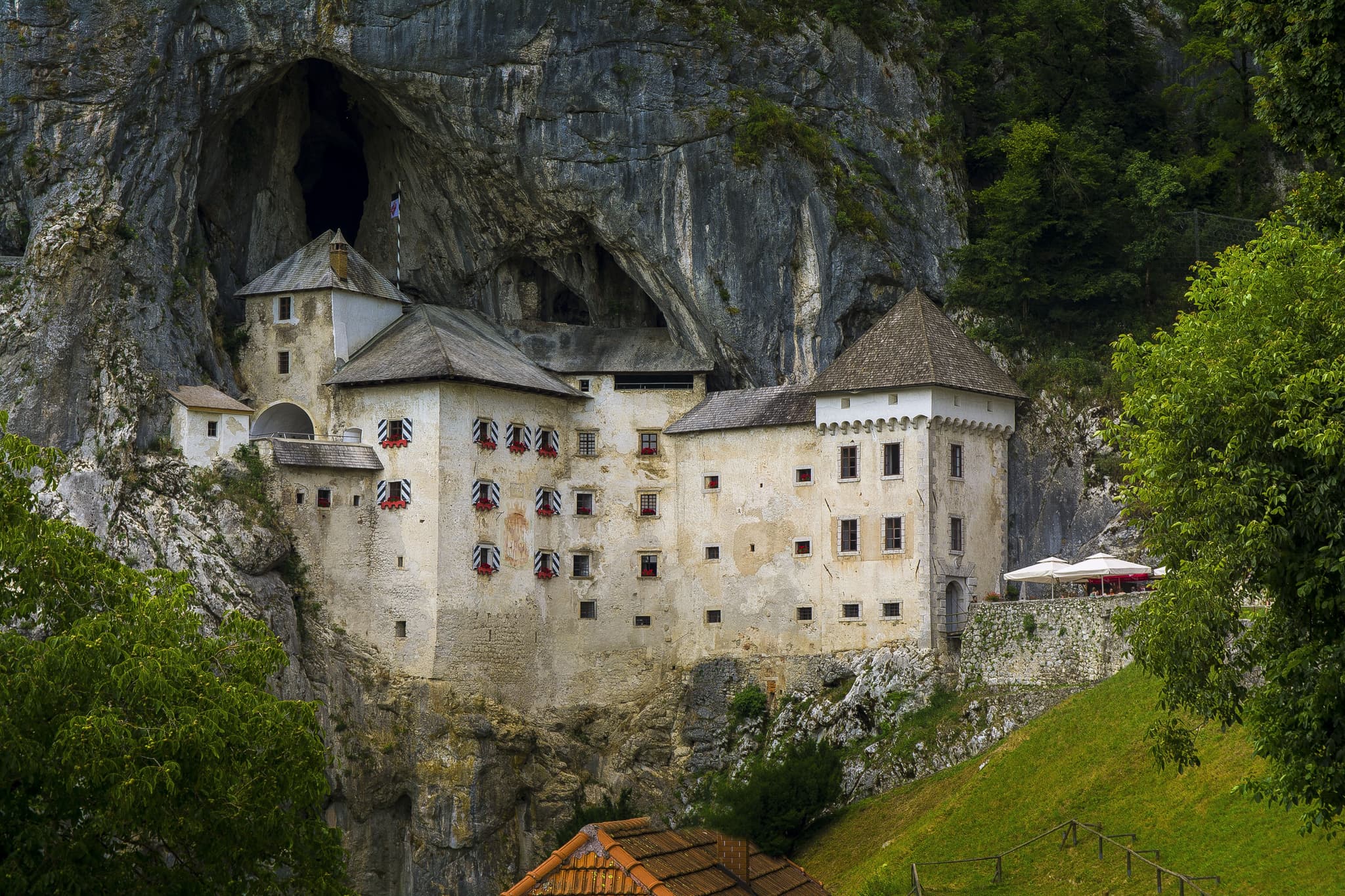A castle inside a cliff near Postojna Cave