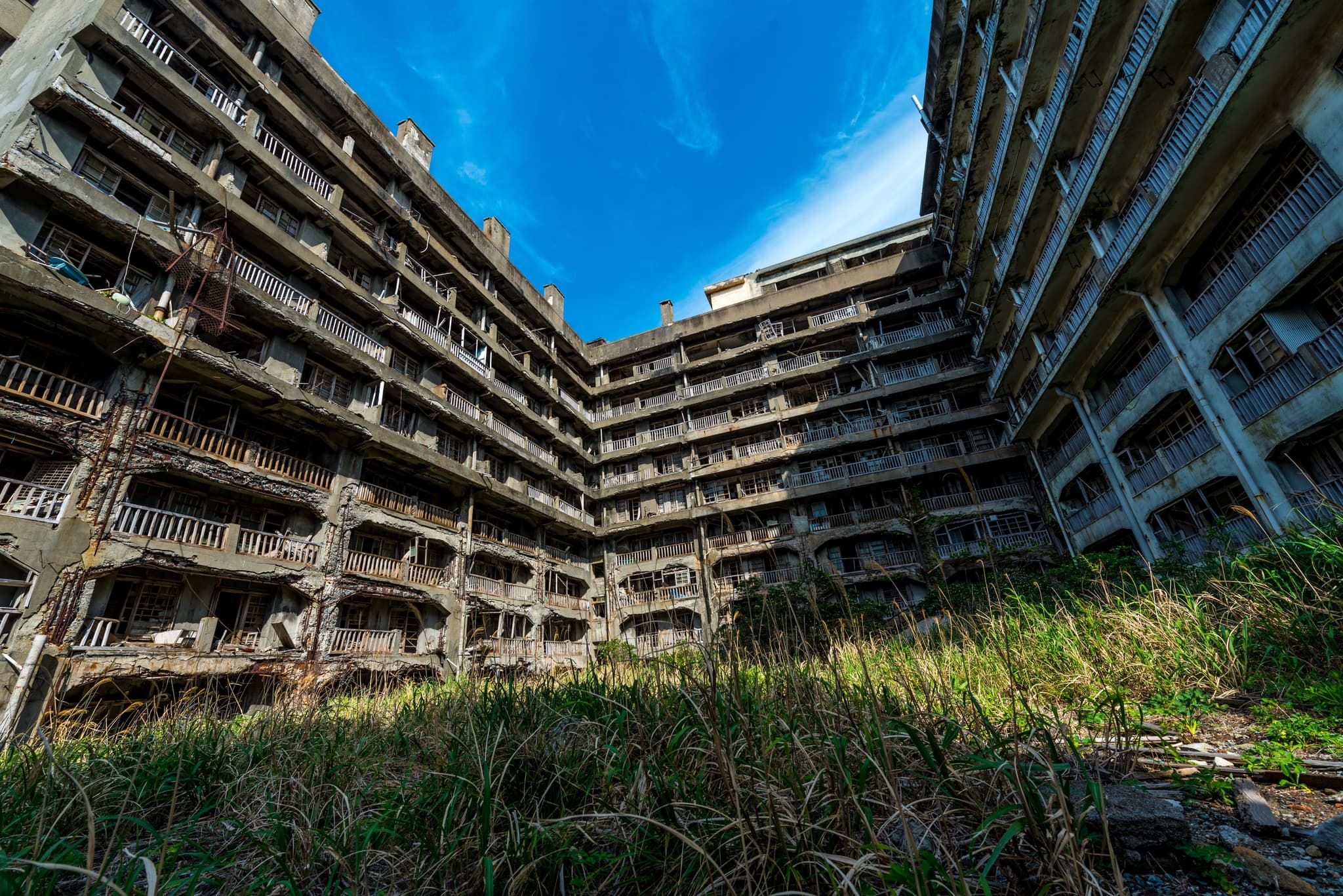 An abandoned building in Gunkanjima (Hashima Island)