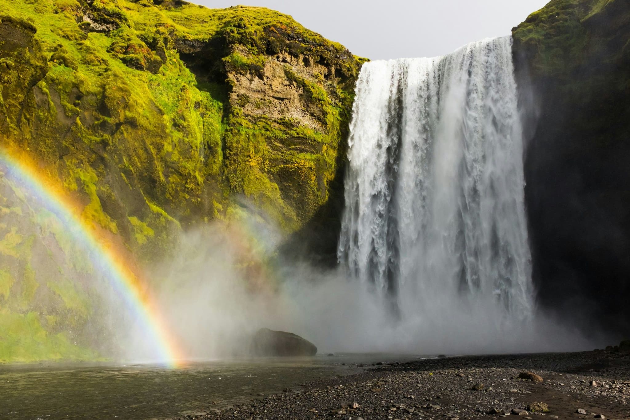 Rainbow and waterfall of Skógafoss