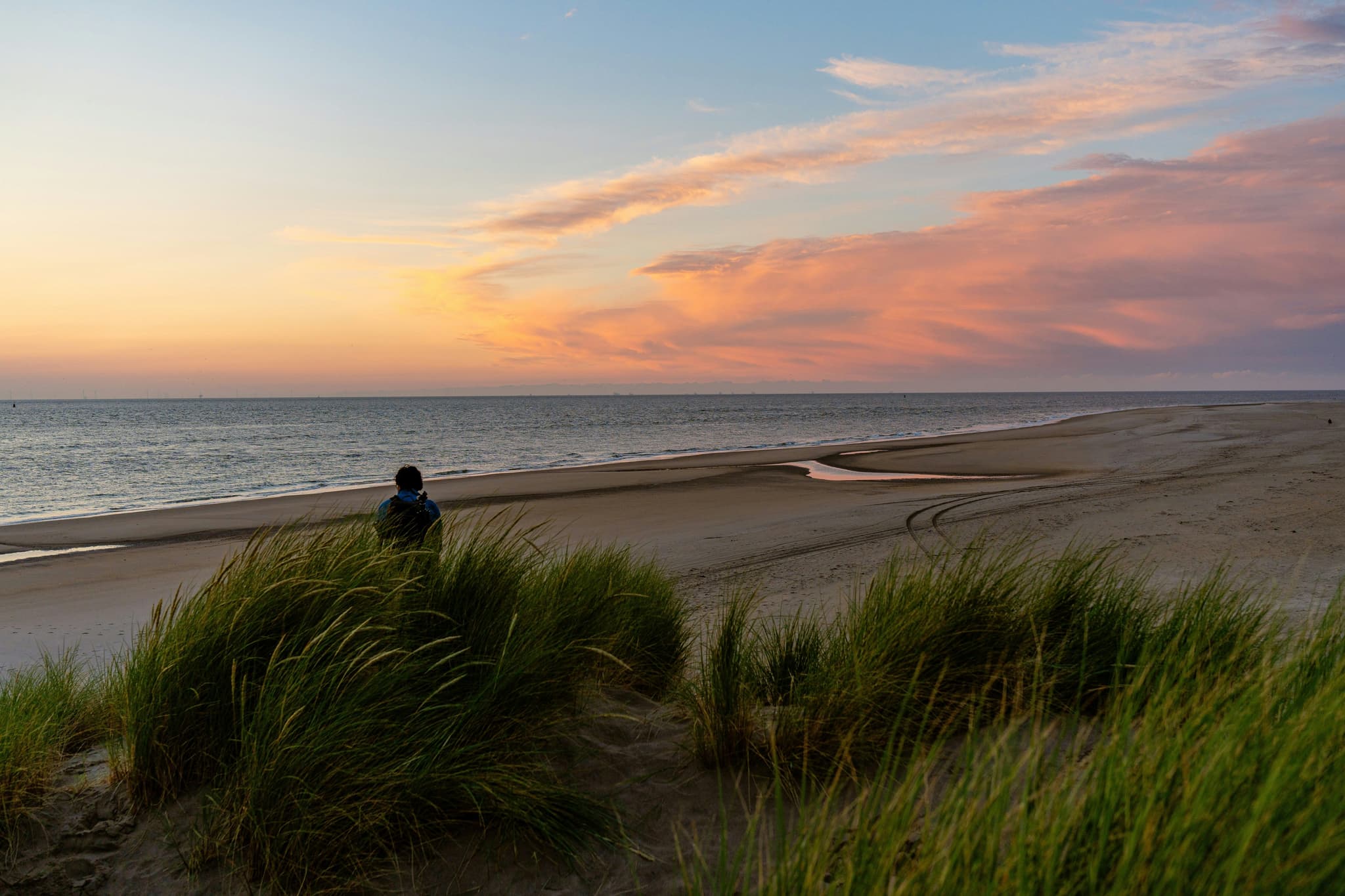Sunset at a Dutch beach